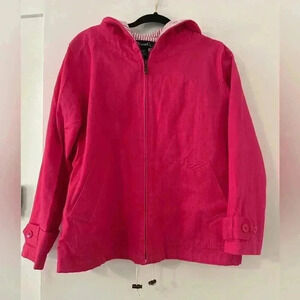 Denim and Co pink hooded jacket size (H101)